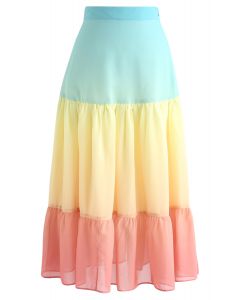 Falda de chifón color block de Paraíso Vacacional